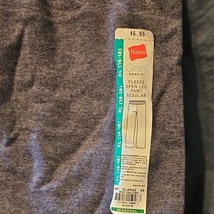 Hanes Cozy Fleece Open Leg Pants - Dark Gray